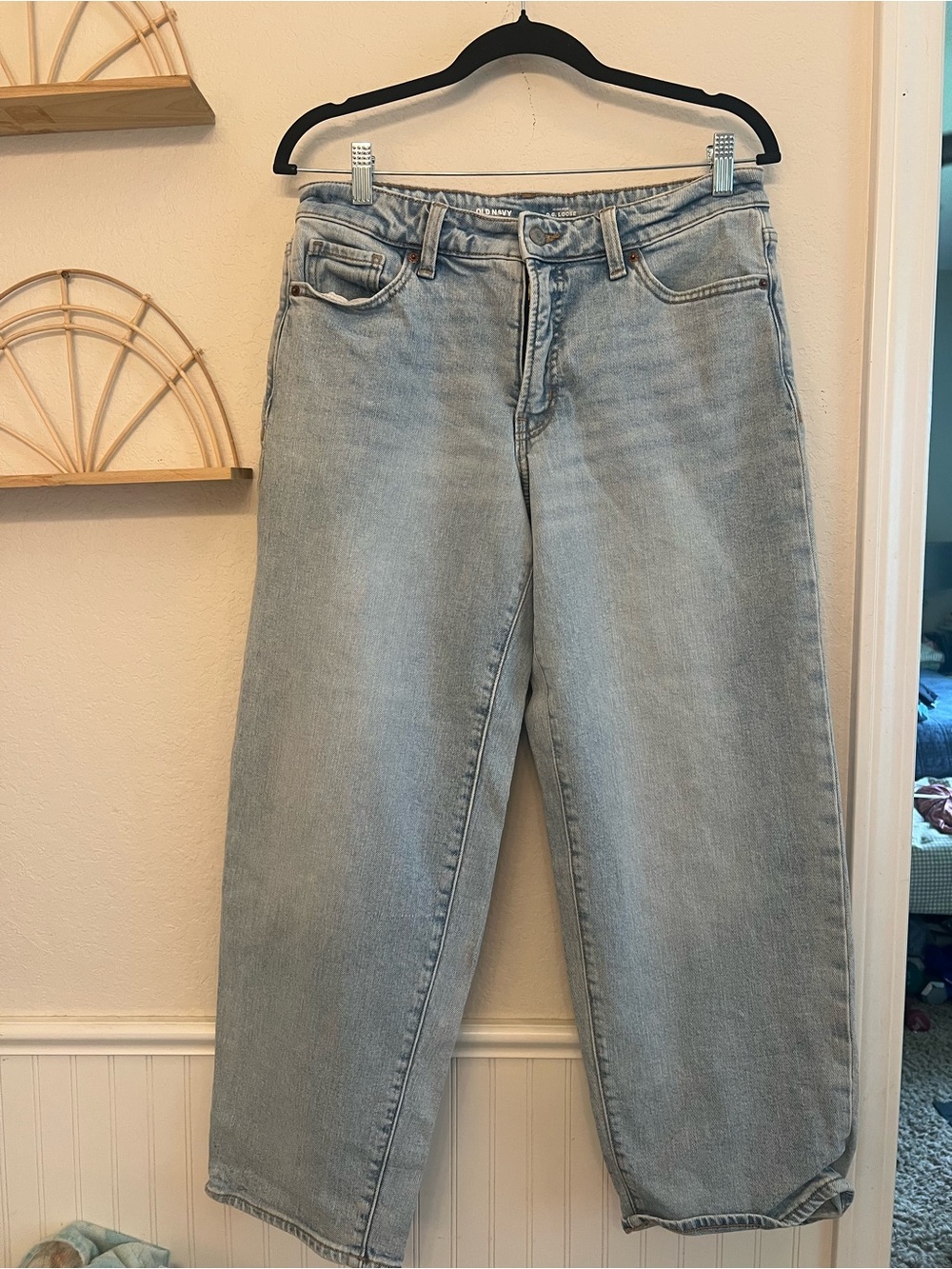 Old Navy O.G. Loose High Rise Jeans Light Wash Secret Smooth Pockets 10 Petite